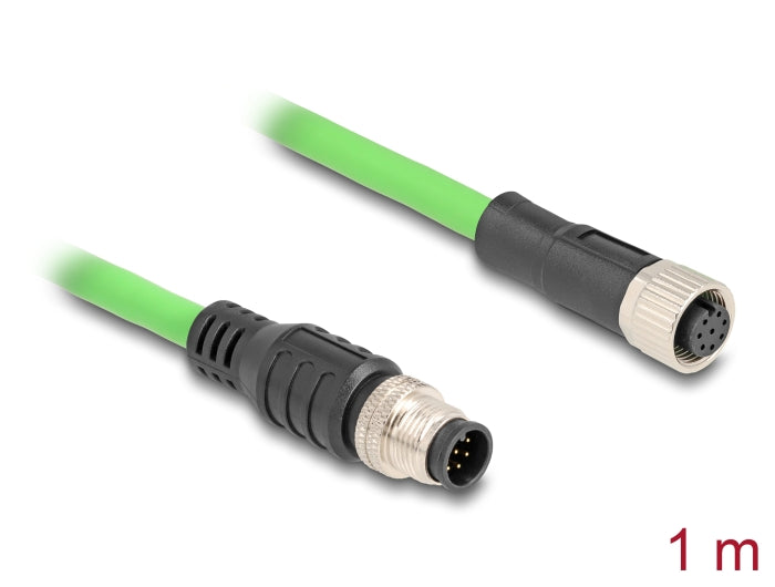 Delock M12 Kabel A-kodiert 8 Pin Stecker zu Buchse PUR (TPU) 1 m