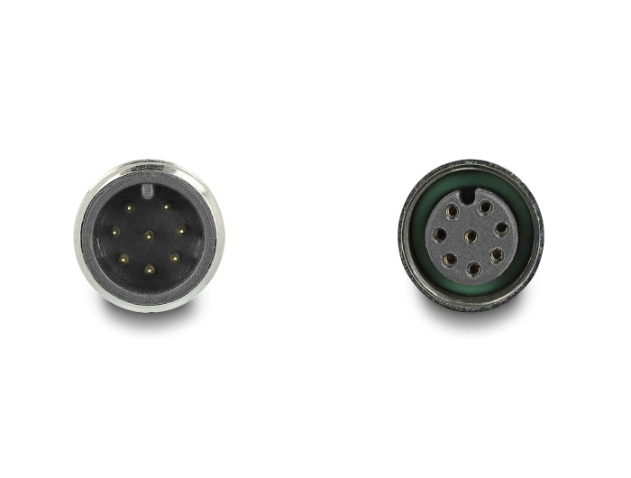 Delock M12 Kabel A-kodiert 8 Pin Stecker zu Buchse PUR (TPU) 1 m