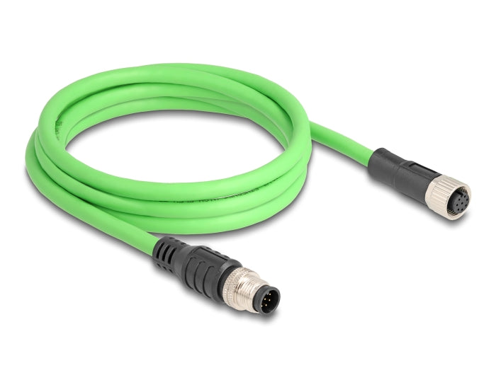 Delock M12 Kabel A-kodiert 8 Pin Stecker zu Buchse PUR (TPU) 2 m