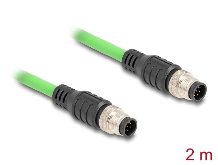 Delock M12 Kabel A-kodiert 8 Pin Stecker zu Stecker PUR (TPU) 2 m