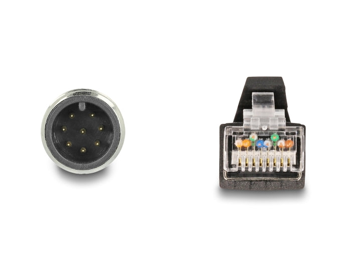 Delock M12 Kabel A-kodiert 8 Pin Stecker zu RJ45 Stecker PUR (TPU) 1 m
