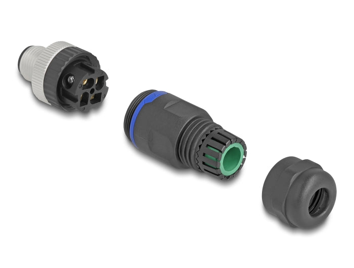 Delock M12 Steckverbinder A-kodiert 4 Pin Stecker zur Montage mit Schraubanschluss