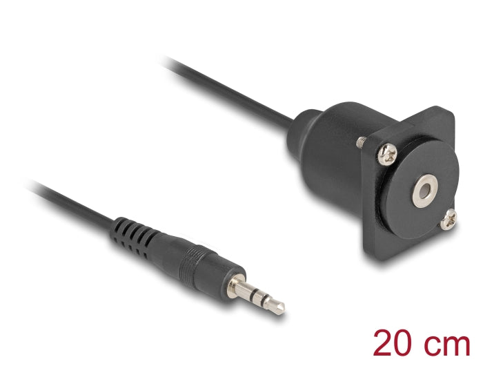Delock D-Typ Kabel 3,5 mm 3 Pin Klinkenstecker zu Buchse schwarz 20 cm