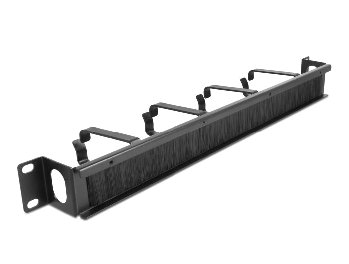 Delock 19″ Kabelmanagement Bürstenleiste mit 4 Bügeln und seitlicher Kabeldurchführung 1 HE schwarz