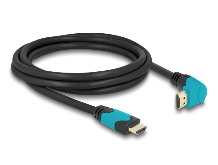 Delock High Speed HDMI Kabel Stecker gerade zu Stecker 90° unten gewinkelt 48 Gbps 8K 60 Hz 2 m