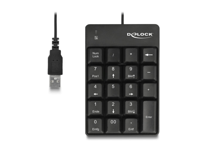 Delock USB Nummernblock 19 Tasten schwarz