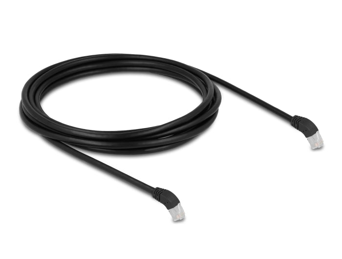 Delock RJ45 Netzwerkkabel Cat.6A S/FTP 45° nach unten gewinkelt 3 m schwarz