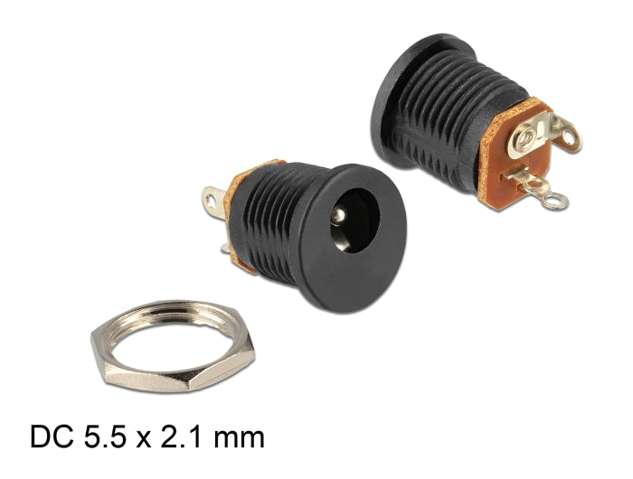 Delock Einbaubuchse DC 2,1 x 5,5 mm Lötversion