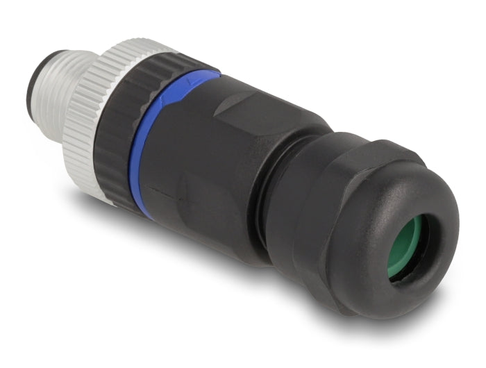 Delock M12 Steckverbinder A-kodiert 4 Pin Stecker zur Montage mit Schraubanschluss