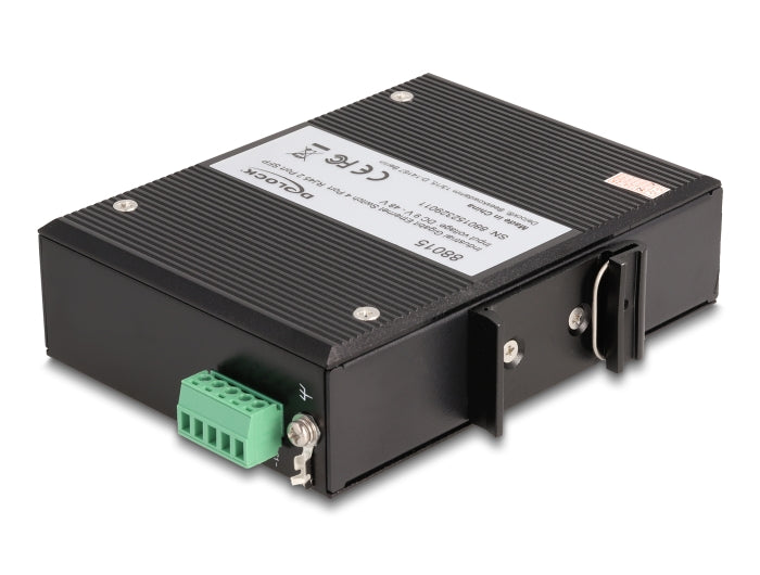 Delock Industrie Gigabit Ethernet Switch 4 Port RJ45 2 Port SFP für Hutschiene