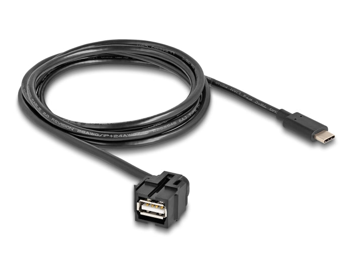 Delock Keystone Modul USB 2.0 A Buchse zu USB Type-C™ Stecker 250° mit Kabel 1,5 m
