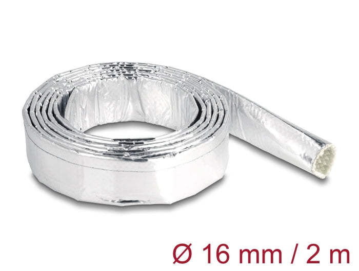 Delock Kabelschlauch aus Glasfasergeflecht und Aluminium 2 m x 16 mm