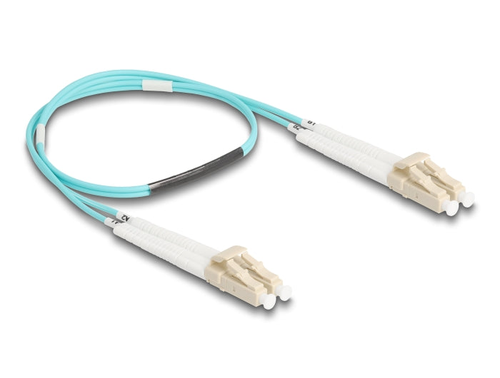 Delock LWL Kabel LC Duplex zu LC Duplex Multimode OM3 winkelbar 0,5 m