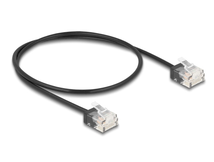 Delock RJ45 Netzwerkkabel Cat.6 UTP Ultra Slim 0,5 m schwarz mit kurzen Steckern