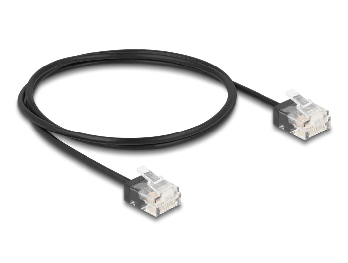 Delock RJ45 Netzwerkkabel Cat.6 UTP Ultra Slim 1 m schwarz mit kurzen Steckern