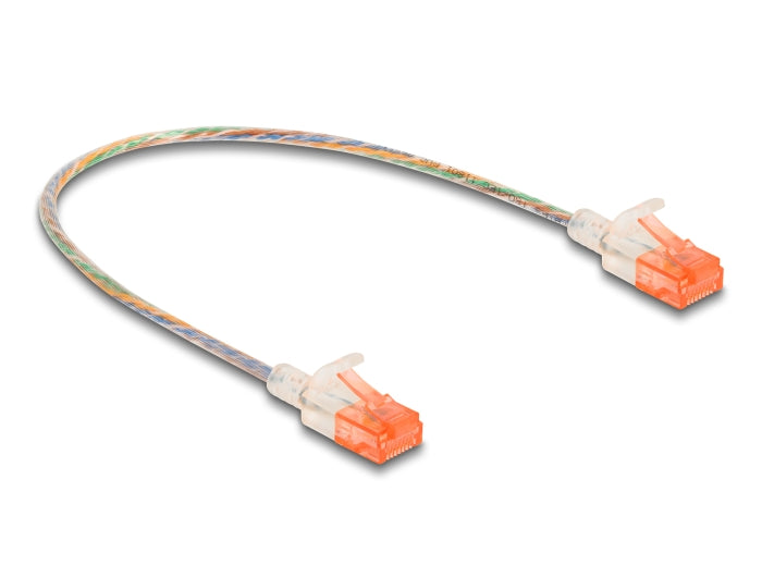 Delock RJ45 Netzwerkkabel Cat.6A U/UTP Slim 0,3 m transparent
