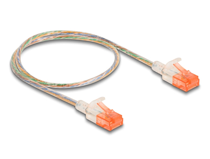 Delock RJ45 Netzwerkkabel Cat.6A U/UTP Slim 0,5 m transparent