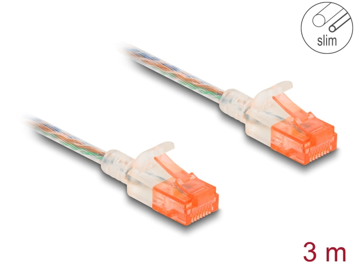 Delock RJ45 Netzwerkkabel Cat.6A U/UTP Slim 3 m transparent