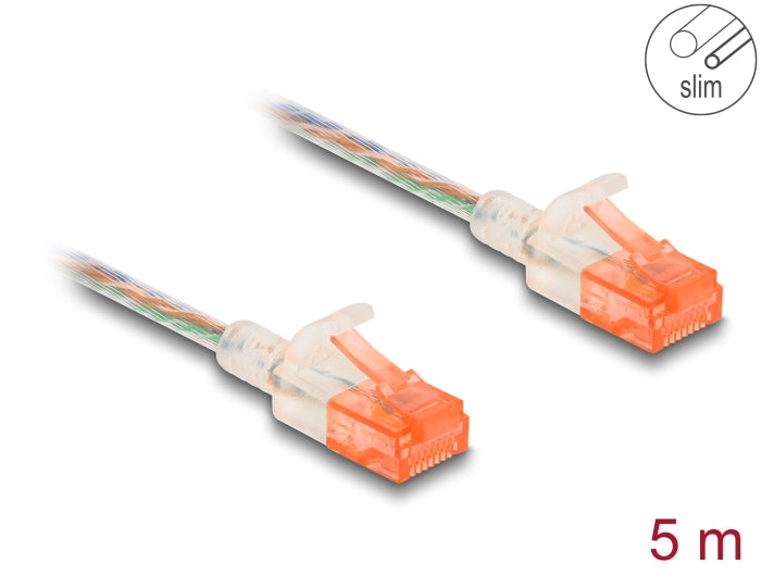 Delock RJ45 Netzwerkkabel Cat.6A U/UTP Slim 5 m transparent