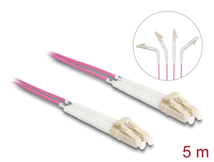 Delock LWL Kabel LC Duplex zu LC Duplex Multimode OM4 winkelbar 5 m
