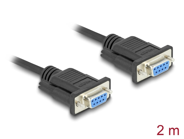 Delock RS-232 Kabel Seriell D-Sub9 Buchse zu Buchse mit schmalem Steckergehäuse 2 m