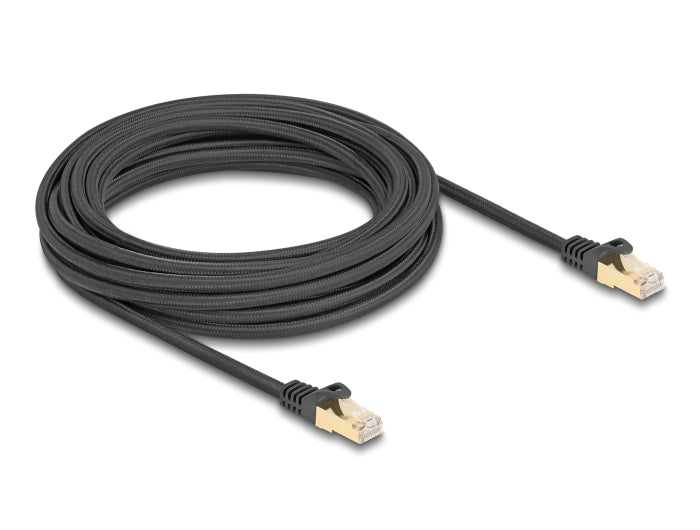 Delock RJ45 Netzwerkkabel mit Geflechtmantel Cat.6A S/FTP Stecker zu Stecker 7,5 m schwarz