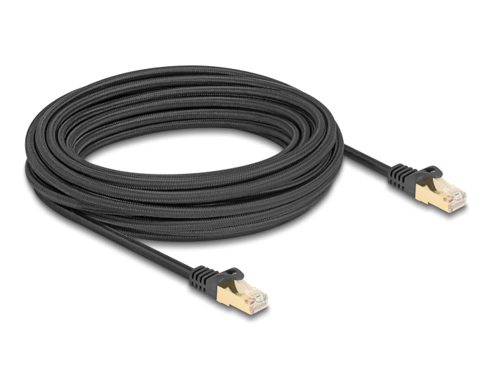Delock RJ45 Netzwerkkabel mit Geflechtmantel Cat.6A S/FTP Stecker zu Stecker 10 m schwarz
