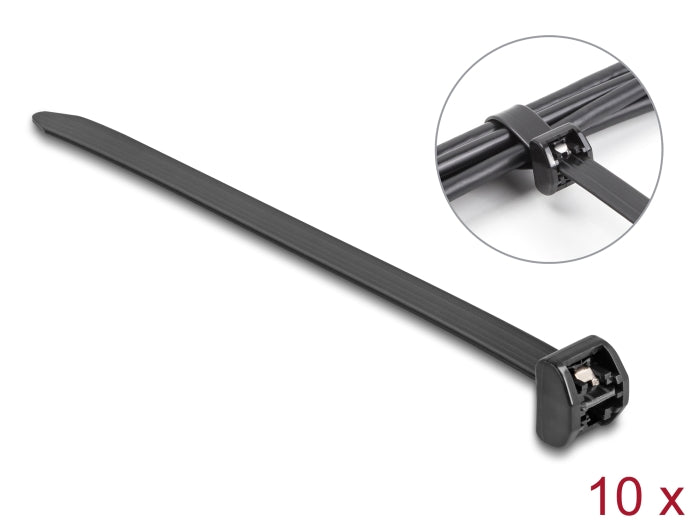 Delock Kabelbinder mit Metallzunge L 343 x B 12,7 mm 10 Stück schwarz