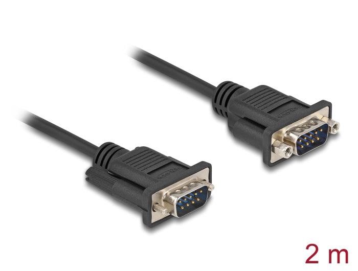 Delock RS-232 Seriell Kabel D-Sub9 Stecker zu Stecker mit schmalem Steckergehäuse 2 m