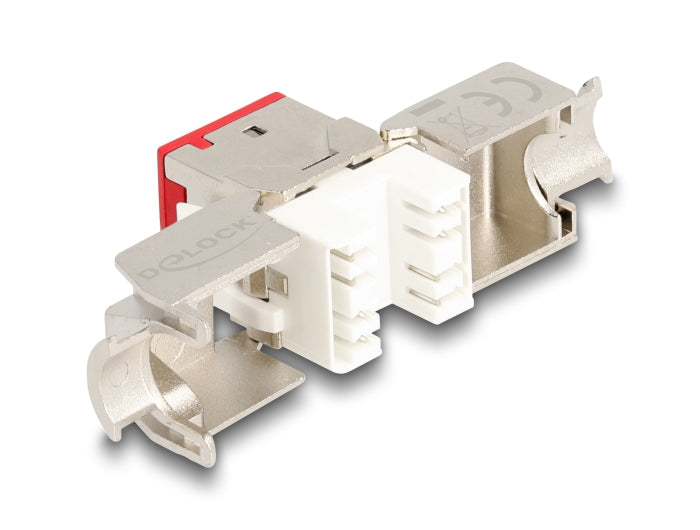 Delock Keystone Modul RJ45 Buchse zu LSA Cat.6A werkzeugfrei rot Set 10 Stück