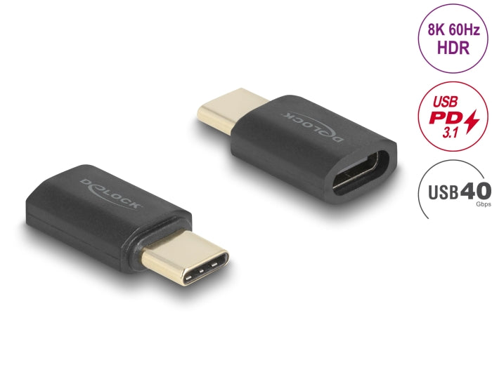 Delock USB Adapter 40 Gbps USB Type-C™ PD 3.1 240 W Stecker zu Buchse Portschoner 8K 60 Hz