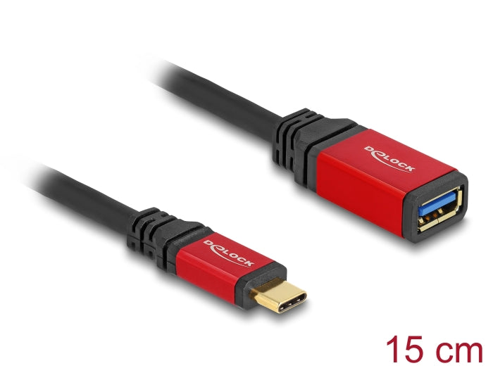 Delock USB 10 Gbps Adapter USB Type-C™ Stecker zu USB Typ-A Buchse 15 cm rot Metall
