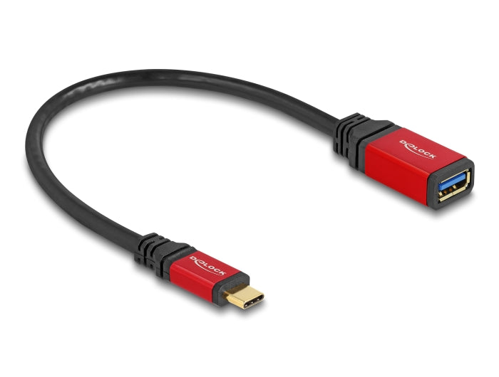 Delock USB 10 Gbps Adapter USB Type-C™ Stecker zu USB Typ-A Buchse 15 cm rot Metall