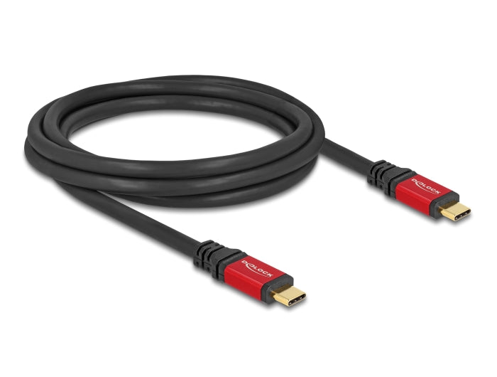 Delock USB 2.0 Kabel USB Type-C™ Stecker zu Stecker PD 3.0 100 W E-Marker 2 m rot Metall
