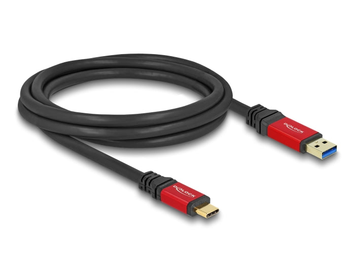 Delock USB 10 Gbps Kabel USB Typ-A Stecker zu USB Type-C™ Stecker 2 m rot Metall