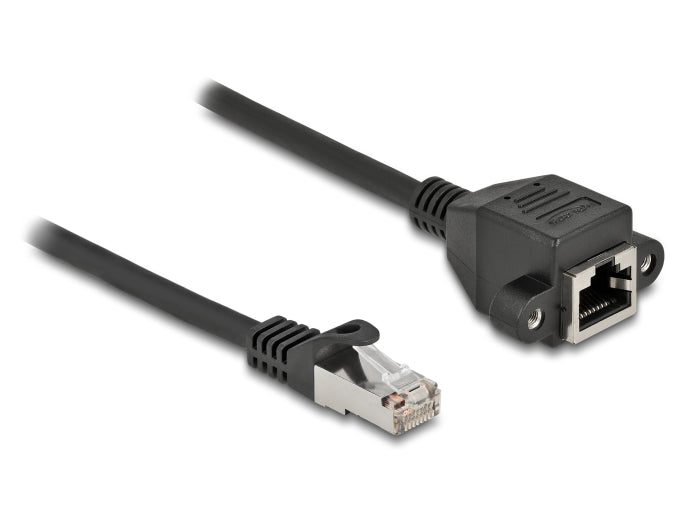 Delock Netzwerk Verlängerungskabel S/FTP RJ45 Stecker zu RJ45 Buchse Cat.6A 1 m schwarz