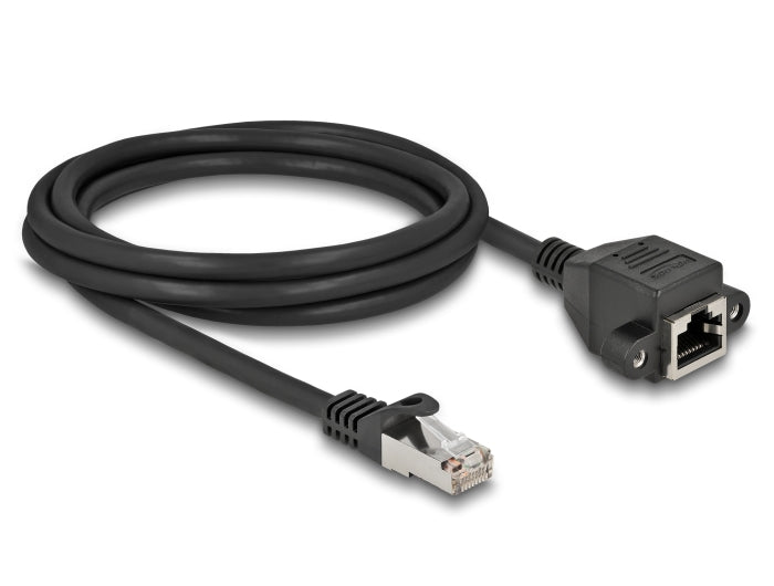 Delock Netzwerk Verlängerungskabel S/FTP RJ45 Stecker zu RJ45 Buchse Cat.6A 2 m schwarz