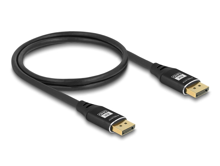 Delock DisplayPort Kabel 8K 60 Hz 1 m schwarz Metall