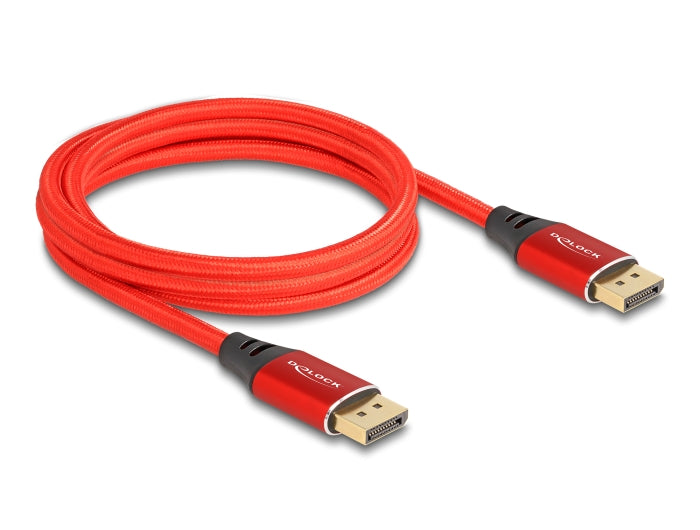 Delock DisplayPort Kabel 16K 60 Hz 2 m rot Metall