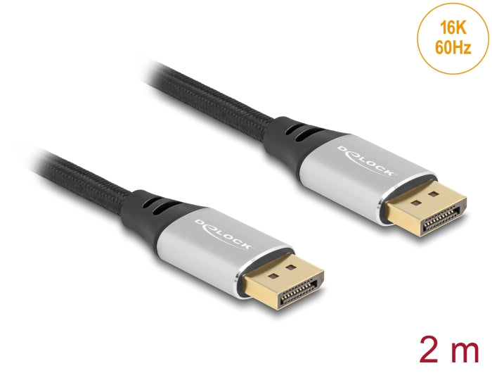 Delock DisplayPort Kabel 16K 60 Hz 2 m silber Metall