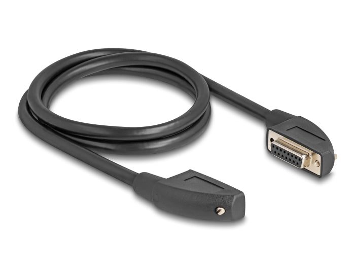 Delock Serielles Kabel D-Sub 15 Buchse mit Schraube 90° nach rechts gewinkelt zu D-Sub 15 Buchse mit Schraube 90° nach rechts gewinkelt 1 m schwarz