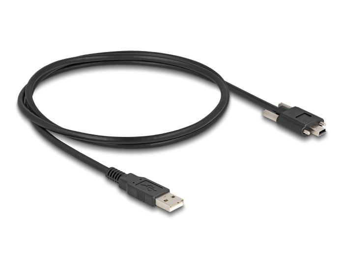 Delock USB 2.0 Kabel Typ-A Stecker zu Typ Mini-B Stecker mit Schraubenabstand 13 mm 1 m schwarz