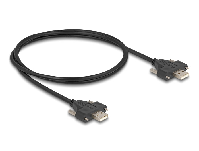 Delock USB 2.0 Kabel Typ-A Stecker zu Stecker mit Schraubenabstand 30 mm 1 m schwarz
