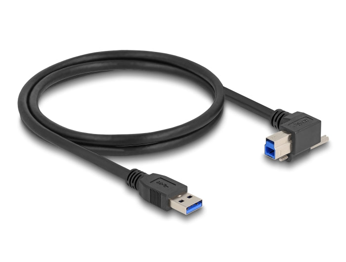 Delock USB 5 Gbps Kabel USB Typ-A Stecker gerade zu USB Typ-B Stecker mit Schraube 90° nach rechts gewinkelt 1 m schwarz