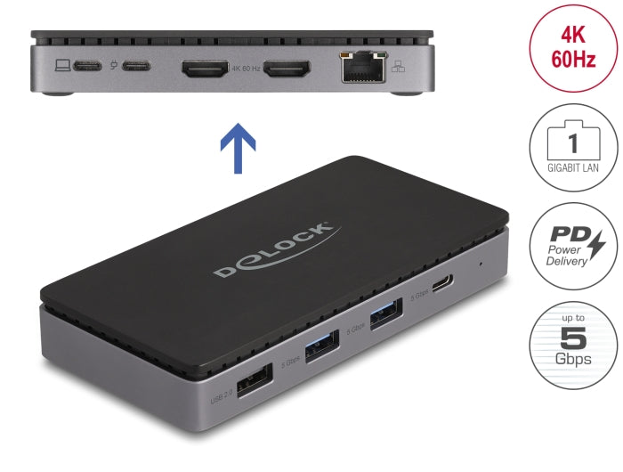 Delock USB Type-C™ Dockingstation 4K - Dual HDMI MST / USB / Gigabit LAN / PD 3.0 85 W