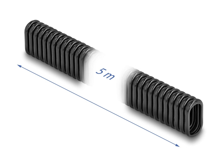 Delock Kunststoff Kabelschutzschlauch in Ovalform flexibel 13,6 x 6,3 mm - Länge 5 m schwarz