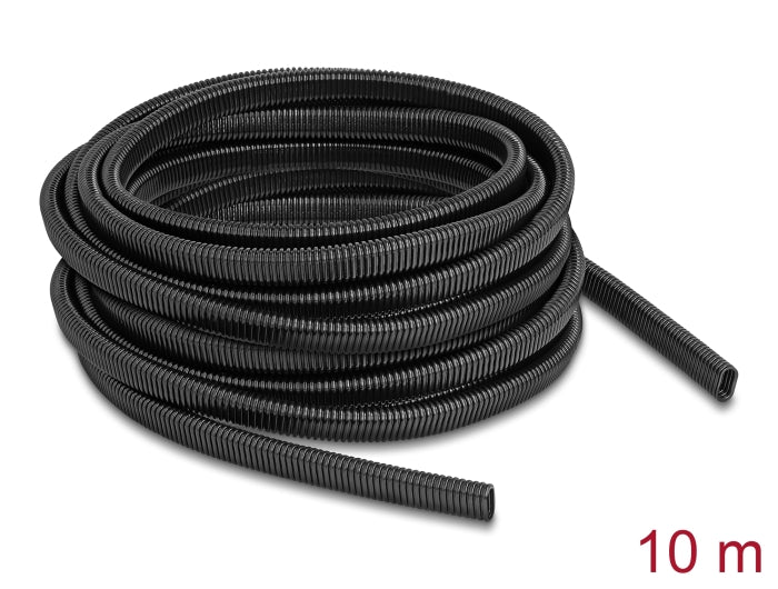 Delock Kunststoff Kabelschutzschlauch in Ovalform flexibel 13,6 x 6,3 mm - Länge 10 m schwarz