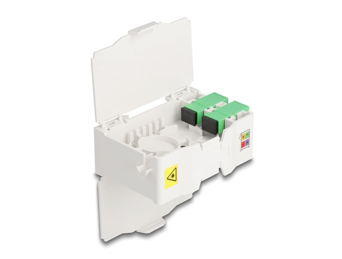 Delock LWL Anschlussdose für Hutschiene mit Spleißhalter und 4 x SC Simplex Kupplung