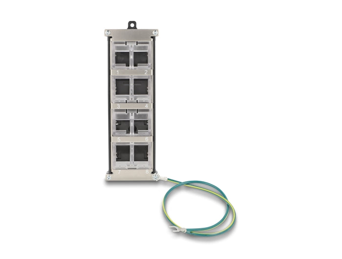 Delock Keystone Halterung 8 Port neigbar für Hutschiene oder Wandmontage