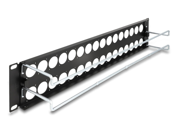 Delock 19″ D-Typ Patchpanel mit Entlastungsschienen 32 Port 2 HE schwarz